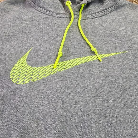 Nike Pullover Hoodie Mens Medium Grey Center Swoosh Sweatshirt Cotton Polyester - Picture 5 of 13